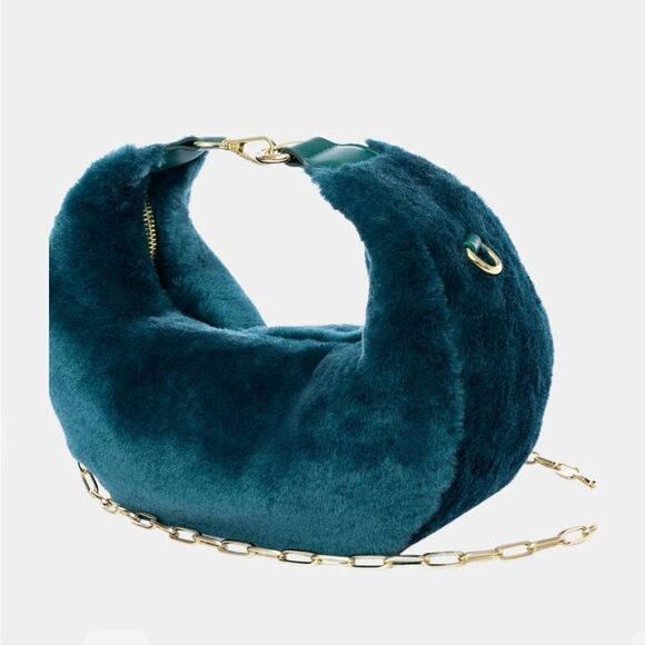 NWT Jules Kae Luna Hobo Shoulder Bag Vegan Furr - Picture 2 of 5